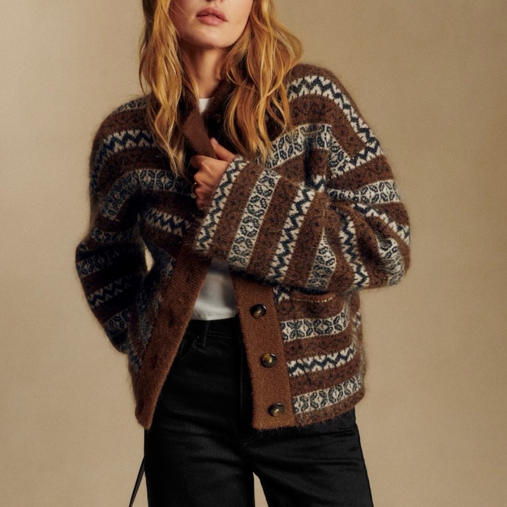 NWT Sezane - Thais jacket, brown jacquard, size small